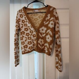 SO Two Tone Floral Knit Sweater Cardigan Size XS Floral